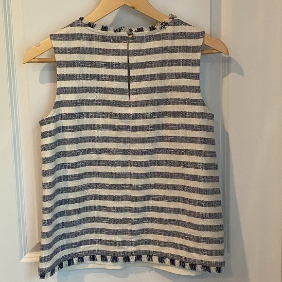 - Banana Republic Tweed Blue & White Striped Top XS - Picture 3 of 7